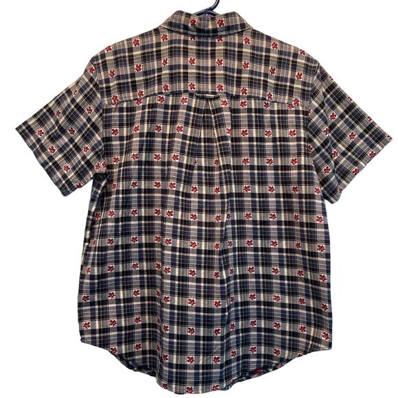 Bobbie Brooks Vintage Maple Leaf Blue Plaid Button Front shirt Large - Picture 4 of 7